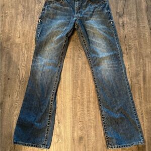 Rock 47 By Wrangler Jeans Mens 34x36 Slim Boot Thick Stitch Medium Wash